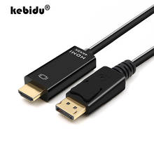 Kebidu DisplayPort-HDMI кабель 1080P DP-HDMI штекер 4K 60hz преобразователь DisplayPort 1,2 для HDTV проектора ноутбука ПК 2024 - купить недорого