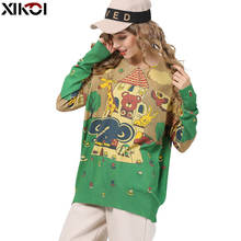 XIKOI Winter Animals Print Sweater Women Pullovers Knitted O-Neck Jumper Women Oversized Warm Sweaters High Elastic Pull Femme 2024 - buy cheap