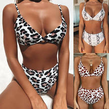 Hot Sale Fashion Women Ladies Padded Push Up Leopard print Bandage Bikini Push-up Padded Bra Swimsuit Bathing 2pcs Set Swimwear 2024 - buy cheap