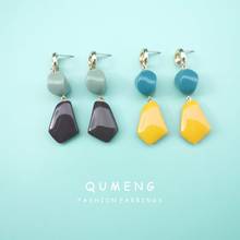 QUMENG-pendiente colgante de resina coreana para mujer, pendientes de gota bohemios, joyería dulce, 2020 2024 - compra barato