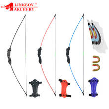 Linkboy Archery Child Recurve Bow Longbow 15lbs Toy Youth Set Kids Bow with Arm Finger Guard Bow String for Gaming Practice Gift 2024 - buy cheap