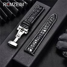 REMZEIM 18mm 20mm 22mm 24mm Calfskin Genuine Leather Watch Band with Solid Automatic Butterfly Buckle Business Watchband 2024 - buy cheap
