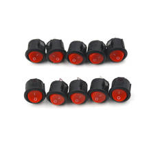 Interruptor rocker de barco redondo, pequeno interruptor redondo preto mini vermelho 2 pinos de diâmetro 2018 10 peças 16mm de diâmetro
