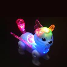 Детская электрическая светящаяся игрушка, забавная собака, белка, животное, музыкальная с подсветкой, с поводком, прогулочная кукла, детская игрушка в подарок 2024 - купить недорого