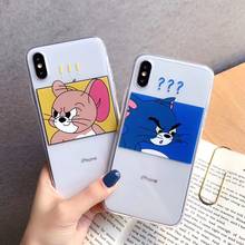 Новый милый мультяшный Забавный чехол для телефона Tom Jerry couple для iPhone Xs MAX Xr X 6 6s 7 8 plus, мягкий чехол из ТПУ с крутым выражением 2024 - купить недорого