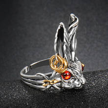 Anillo de circonia cúbica con incrustaciones para parejas, sortija de Zirconia cúbica, con forma de conejo, color rojo y azul, bonito regalo de cumpleaños sorpresa para amigos 2024 - compra barato