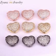 10PCS, Heart beads, Micro Pave heart Beads / CZ Bead / Clear Cubic Zirconia beads , space beads, Jewelry Making Supplies finding 2024 - buy cheap