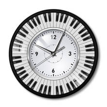 Piano Keys Wall Clock With Black Metal Frame Music Studio Do Re Mi Piano Wall Art Decor Timepiece Reloj De Pared Watch 2024 - buy cheap