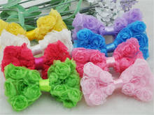 8PC 3.2" PinkHair Bow Clips Grosgrain Chiffon Flowers Bows Wedding Appliques B181 2024 - buy cheap