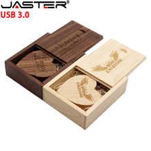 JASTER-unidad flash USB 3,0, pendrive creativo de 8GB, 16GB, 32GB y 64GB, con corazón de madera de nogal y caja de regalo, logotipo gratis de más de 10 Uds. 2024 - compra barato