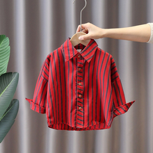 Camisa infantil de manga longa listrada vertical, camisa completa para crianças com listras verticais e casuais, primavera e outono, novo, 2021 2024 - compre barato