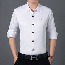 Camisa de manga larga para hombre, ropa de marca, informal, ajustada, blanca, Social, a rayas 2024 - compra barato
