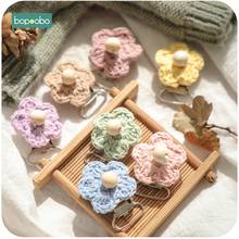 Bopoobo 5pc Flower Pacifier Clip Crochet Wooden Soother Clip Nursing Accessories Diy Dummy Clip Chains Wooden Baby Teether Toys 2024 - buy cheap