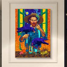 Abstract Van Gogh Holding A Bird Oil Paintings on Canvas Art Posters and Prints Famous Decorative Pictures for Home Room Cuadros 2024 - buy cheap