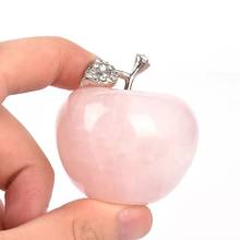 MOKAGY 30mm Hand Carved Natural Rose Quartz Crystal Apple Pink Carvings 1pc 2024 - buy cheap