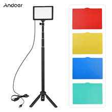 Andoer-Kit de luz LED para vídeo, iluminación de fotografía, 3200K-5600K, 120 Uds., cuentas de 14 niveles regulables con soporte de trípode de 148cm/58in 2024 - compra barato