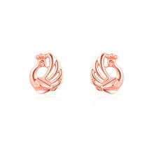 SA-pendientes plata versión coreana para mujer, aretes pequeños de pavo real de oro rosa de 14K, oro blanco de 18K, joyería de mujer de oro de 9K 2024 - compra barato