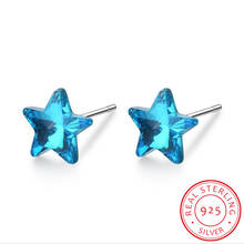 925 Sterling Silver Cute Pentagram Star Stud Earrings With Crystals Original Fine Jewelry For Women Girls Christmas Gift/jkjkfa 2024 - buy cheap