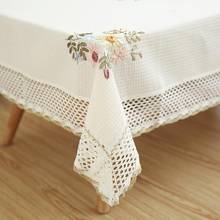 48 Europe Flowers Tablecloth White Hollow Lace Cotton Linen Dustproof Table cloth Wedding Banquet TV Cabinet Cover Cloth 2024 - buy cheap