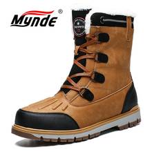 Botas masculinas de inverno grossas de pelúcia quente homem neve botas masculinas de amarrar botas de tornozelo ao ar livre à prova d' água sapatos masculinos de motocicleta 38-47 2024 - compre barato