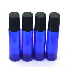 Frasco de vidro recarregável com 6 peças, frasco de rolo azul, frasco de vidro, fragrância vazia, óleo essencial, frasco de rolo, plástico preto 2024 - compre barato