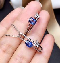 Real Natural Sapphire jewelry set Natural Real Sapphire 925 sterling silver 1pc pendant,1pc ring 2024 - buy cheap