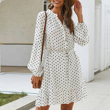 2020 New Women's Dress Summer Polka Dot Vintage O-neck Female Dress for FemaleLong-sleeve Ladies Robe 2024 - buy cheap