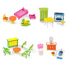 Wooden Miniature dollhouse Furniture sets Education house Play toys Children girls Christmas gifts colorful Furniture for dolls 2024 - buy cheap