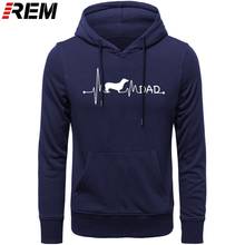 REM Hoodies heartbeat pulse line dachshund teckel dad dog gift Customize O Neck Standard Fitness Autumn Hoodies, Sweatshirts 2024 - buy cheap