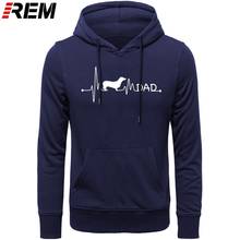 Худи rem Heart Beat pulse line dachshund teckel, подарок для папы и собаки, стандартные толстовки с круглым вырезом для фитнеса на осень, толстовки 2024 - купить недорого