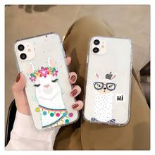 Funda de teléfono Kawaii con Llama de Alpaca, transparente, para iPhone 11, 12 mini pro, XS MAX, 7, 8, 6, 6S Plus, X, 5S, SE, 2020, XR 2024 - compra barato