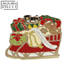 Unique Quality College Design Style Cartoon shape Cute red Santa Claus Christmas sleigh Zinc Alloy hard enamel Lapel Pin 2024 - buy cheap