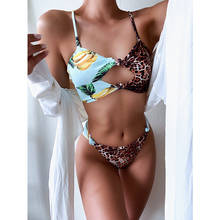 Push up maiô banana leopardo conjunto de biquíni roupa de banho feminina 2021 2 peças emagrecimento fatos de banho ternos de duas peças 2024 - compre barato
