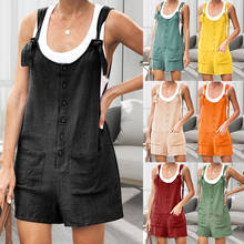 Preppy Style Wide Leg Rompers Summer Solid Button Pocket 0-neck Short Jumpsuit Female Sleeveless Casual Loose Overalls Jumpsuit 2024 - buy cheap