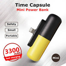 3400mAh Capsule Mini Power Bank для iPhone Xiaomi, портативное зарядное устройство для путешествий, внешний аккумулятор, зарядное устройство 2024 - купить недорого