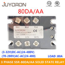 Relé de estado sólido de 3 fases AC SSR 80 DA/AA 3-32VDC/70-280VAC, módulo trifásico de salida de interruptor 24-480VAC para sistema de automatización 2024 - compra barato