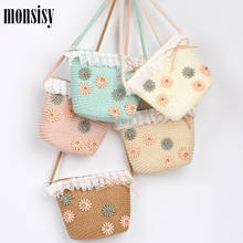 Monsisy 2020 Girls Beach Bag Straw Handbag Children Wallet Shoulder Bag Summer Kid Coin Purse Baby Handmade Knitted Rattan Bags 2024 - buy cheap