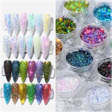 12 jars/Set Nail Glitter Super Shinning Colorful Holographic Nail Glitter Dust Chrome Powder Laser 0.2mm Nail Dust Manicure Tips 2024 - buy cheap