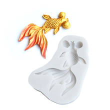 Molde de bolo goldfish em 3d, molde de silicone para pasta de açúcar, flor, pasta com zíper, ferramenta decorativa de bolo 2024 - compre barato