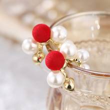 Fashion New Korean Earings Big Simulated Pearl Round Classic Temperament Hoop Earrings For Women Cute Furball Party Jewelry 2024 - buy cheap