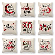 2021 New Valentine's Day Series Pillow Cover Artificial Linen Cushion Covers 45*45 Valentine's Day Gift Pillow Covers Decorative 2024 - buy cheap