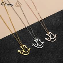 QIMING PEACE Of Love Pigeon Dove Pendant Necklace Women Ladies Arabic Letter Simple Style Cute Bird Animal Necklaces Collar 2024 - buy cheap