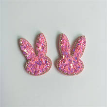 wholesale 100pcs/lot 3*4.5cm Sequin Rabbit ear Padded appliques for garment decoration DIY handmade headwear accessories 2024 - buy cheap