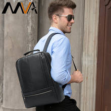 Mva mochila masculina multifuncional, mochila de 15 polegadas para laptop fashion à prova d'água para viagem, couro legítimo, bolsa escolar masculina 8723 2024 - compre barato