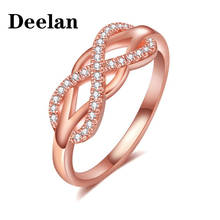 DEELAN-anillos de circonia cúbica para mujer, joyería clásica para chica Infinity, Color rosa dorado y plateado, regalo de cumpleaños 2024 - compra barato