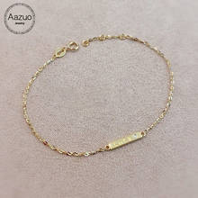 Aazuo-pulsera de oro amarillo de 18K para mujer, brazalete de tarjeta Rectangular con diamantes reales, regalo para mujer, se puede grabar el día de San Valentín 2024 - compra barato