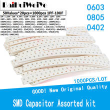 Free Shiping 1000PCS/LOT 0603 0805 0402 SMD Chip Ceramic Capacitor Assorted Kit 50 Values*20Pcs 10PF-22UF Samples Electronic Diy 2024 - buy cheap