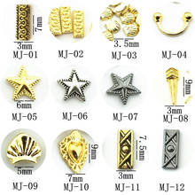 10Pcs/Lot Japan Retro Gold Silver Shell Smile Star Rectangle Metal Alloy Nail Art Deco Nail Stickers/Charms/ Tools for Manicure 2024 - buy cheap