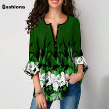 Cashiona Plus Size 4xl 5xl Elegant Boho Flower Print Tees Shirt Women Tops Butterfly Sleeve V neck Buttons Summer Casual T-shirt 2024 - buy cheap