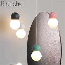 Luminária pendente de vidro, moderna, para o quarto, luminária de cabeceira, colorida, com luzes de macarons, para decoração de casa 2024 - compre barato